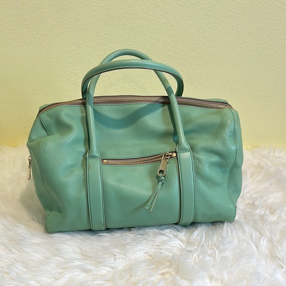 Chloé Mint Green Leather Zip Satchel Top Handle Bag Made in Italy